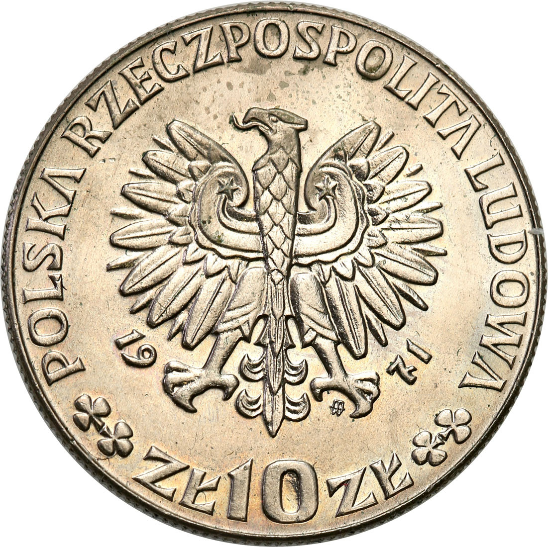 PRL. PRÓBA Nikiel 10 złotych 1971 FAO chleb